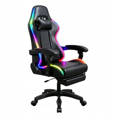 Obrázok produktu pre Herná stolička COYOTE LED, ergonomická kancelárska stolička určená na hranie, s podnožkou, USB masážnou funkciou, LED osvetlením, diaľkovým ovládaním a nastaviteľnou opierkou chrbta