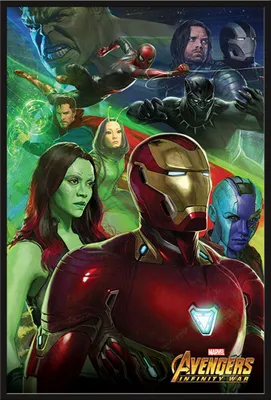Produktbild von Avengers - Infinity War - Poster - Iron Man + Wechselrahmen, Shinsuke® Maxi Kunststoff schwarz, Acryl-Scheibe