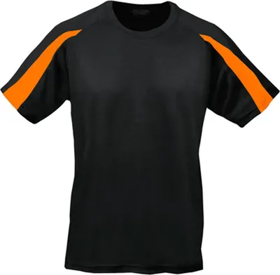 Produktbild von Just Cool JC003 | Contrast Cool Sport T-Shirt + WRAP  - Farbe: Jet Black/Electric Orange - Größe: M