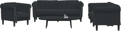 Produktbild von Design 3-tlg. Sofagarnitur Schwarz Samt, Schlafsofas 2024 Neu