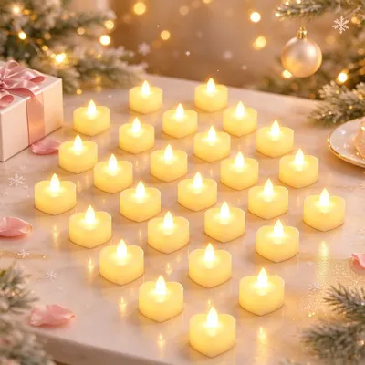 Produktbild von LED Teelichter 24 Stück flammenlos, AONAT, realistische Kerzen für Deko