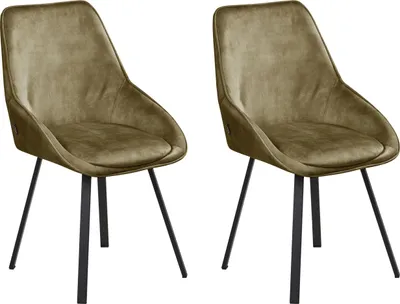 Produktbild von BELIANI Esszimmerstuhl 2er Set Grün Samt Gepolstert mit Schwarzen Beinen Ohne Armlehnen Moderner Drehstuhl Polsterstuhl für Esszimmer Küche