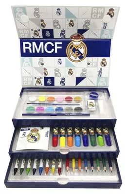 Imagen del producto de Kit de pintura para niños Real Madrid, 52 piezas, estuche de dibujo