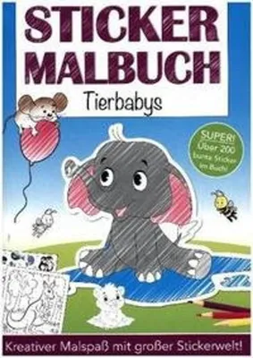 Obrázek produktu pro Stickermalbuch Tierbabys mit Malvorlagen und abwechslungsreichen Hintergrundmotiven