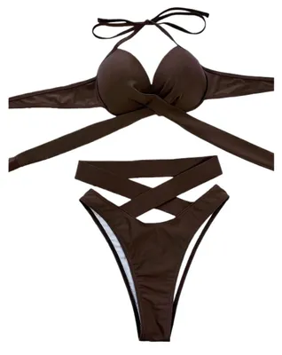 Produktbild von High-Waist-Bikini-Set – Einfarbig