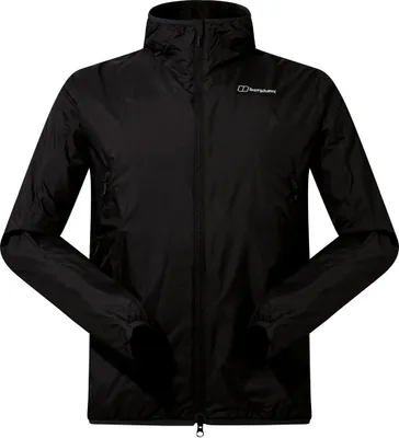 Schwarze Alpha Resist-air Jacke von Berghaus; geeignet für Herren; mit Reißverschluss und hohem Kragen.