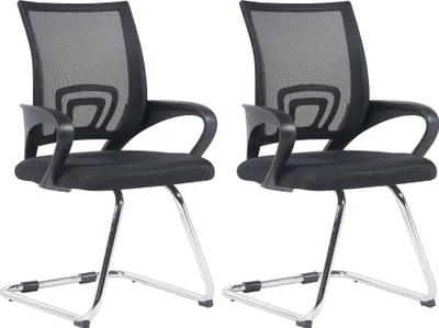 Produktbild von CLP 2er Set Freischwinger Eureka mit Netzbezug und Armlehnen schwarz