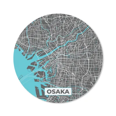Produktbild von MuchoWow® Mauspad Mousepad Osaka - Blau - Karte - Stadtplan 20x20 cm - Mousepads - Maus Mat - Pad - Mausunterlage - Schreibtischmatte