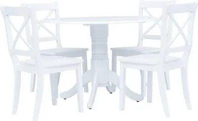Produktbild von 5-tlg. Essgruppe Gummiholz Massiv Weiß