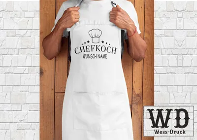 Produktbild von Grillschürze Kochschürze Chefkoch mit WUNSCHNAME Weiß Schwarz