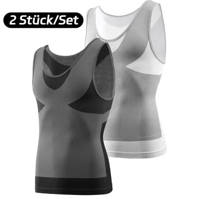 Produktbild von 2 StüCk Shapewear Herren Bauchweg, Bauchweg Herren, Shaping Weste, Shapewear Men, KöRperföRmig, Sportbekleidung FüR MäNner-A-Schwarz + Weiß-L