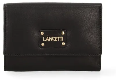 Productafbeelding van Lancetti damesportemonnee, zwart, van echt leer, met drukknopsluiting