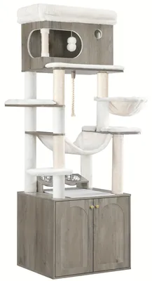 Produktbild von Kratzbaum – Katzenbaum – Kratzstange – Katzenmöbel – Katzenturm – Mit Katzenklo-Bereich und Futterstation