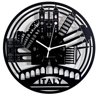Immagine prodotto di Omgoods - Orologio da parete, design italiano, nero - 30 cm, realizzato in MDF di alta qualità