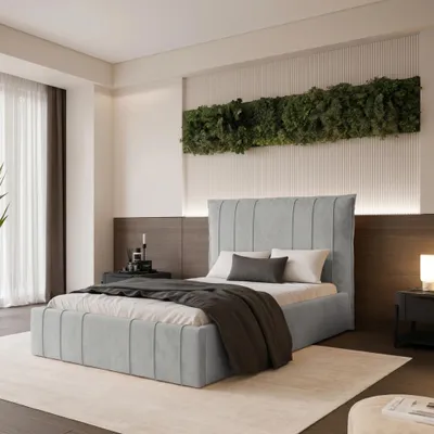 Productafbeelding van Boxspringbed TERENZO 120x200, taubegrijze fluweel, met bedopslag en lattenbodem