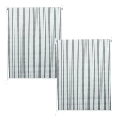 Zdjęcie produktu dla zestaw 2 rolet HWC-D52, roleta okienna boczna, 120x230cm nieprzezroczysta ochrona przeciwsłoneczna ~ szary/biały