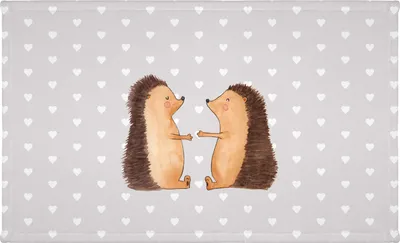 Produktbild von Mr. & Mrs. Panda Handtuch Igel Liebe - Grau Pastell - Geschenk, gesichtstuch, Frotteehandtuch, gesichtshandtuch, Freundin, Flauschtuch, 50x100, Hochzeitstag, Hochzeit