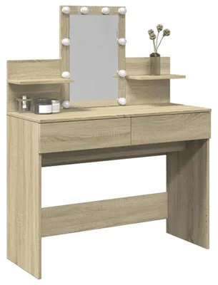 Imagen del producto de Tocador con LED color roble Sonoma 100x40x130 cm