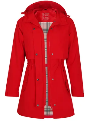 Produktbild von ATLASLAVA Damen Regenjacke Regenmantel Wasserdicht Kapuze Women Rain Jacke Übergangsjacke Outdoor Frühling Sommer Herbst, XXXL, Rot