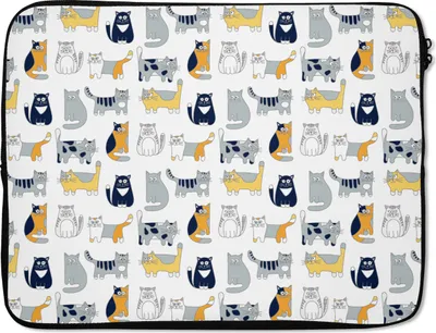 Produktbild von MuchoWow® Laptop Hülle 17 Zoll Laptoptasche Muster - Katze - Kater - Jungen - Mädchen - Kinder - Kind - Zipper - Schutzabdeckung