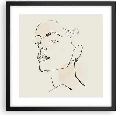Produktbild von Gerahmtes Poster - Schwarzer Rahmen - Minimalismus Porträt Linie - 40x40 cm - Wand Bild - Wanddeko - Wandbilder - Kunstposter - Wandposter - Bilderrahmen - Bilder - Kunstdruck - P2BAC40x40-4815