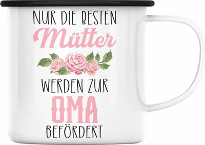 Produktbild von Trendation - Du Wirst Oma 2023 Emaille Tasse Geschenk Schwangerschaft Verkünden Überraschung Geschenkidee Schwangerschaftsverkündung (Schwarz)
