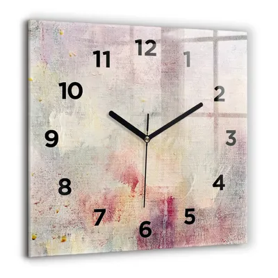 Produktbild von Wallfluent Große Wanduhr – Stilles Quarzuhrwerk - Uhr Dekoration Wohnzimmer Schlafzimmer Küche - Zifferblatt - schwarze Zeiger - 60 cm - Gemalte Abstraktion