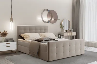 Produktbild von Kaiser Möbel Boxspringbett 200x200 mit bettkasten und matratze+topper, Schlafzimmerbett AMOR Hellbeige
