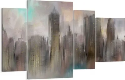 Produktbild von Bild auf Leinwand - Leinwandbild - Stadt Abstraktion - 120x70cm - Wand Bild - Wanddeko - Wandbilder - Leinwanddruck - Bilder - Kunstdruck - Wanddekoration - Leinwand bilder - Wandkunst - DL120x70-3675