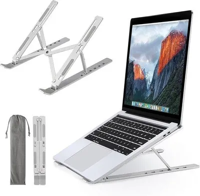 Obrázok produktu pre Hliníkový stojan na notebook, 6-stupňovo nastaviteľný, skladací a prenosný, 10–17 palcov (25,4–43,2 cm)