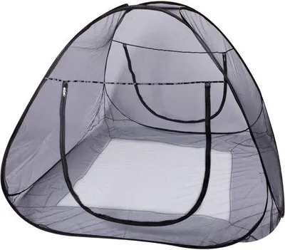 Produktbild von DERYAN Bedtent Pop-up-Bettzelt mit Moskitonetz – 200 × 180 cm – Schwarz
