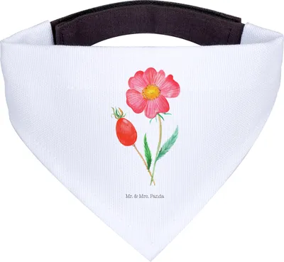 Produktbild von Mr. & Mrs. Panda Bandana Blume Hagebutte - Weiß - Geschenk, Hundeschal, Lebensfreude, Halstuch für Hund, Hunde, Dreieckstuch, Garten, Schlechte Gedanken