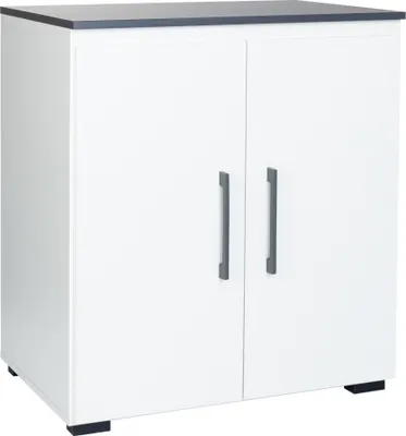 Produktbild von Moderne Kommode mit 2 Türen 3 Fächern Sideboard Schrank Weiß Anthrazit