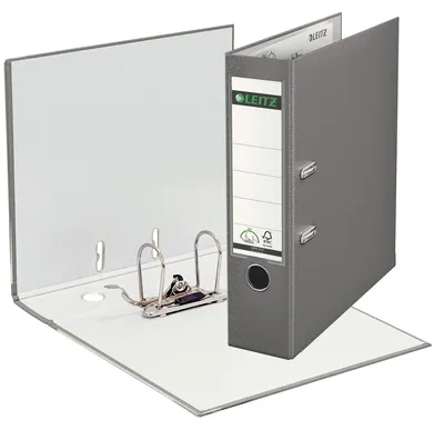 Immagine prodotto di Raccoglitore ad anelli Leitz 180°, in plastica, grigio, 31,8 cm, 8,1 cm, 28,5 cm