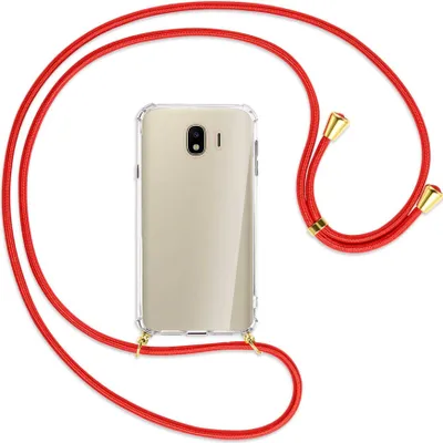 Produktbild von Handykette Backcover-Schutzhülle mit Band (Metall goldfarben) für Samsung Galaxy J4 2018 - rot