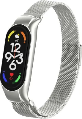 Produktbild von Strap-it Milanese Armband - Kompatibel mit Xiaomi Mi Band 7 Armband Ersatzarmband Edelstahl - Armband mit Magnetverschluss - Hochwertiges Material - für Xiaomi Armband Silber