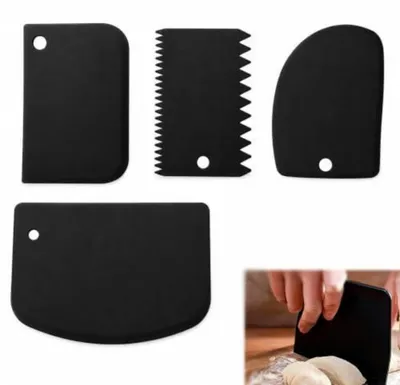 Immagine prodotto di Set di spatole per impasto, 4 pezzi, colore nero, senza BPA, in PP, flessibili, adatte per la preparazione di dolci, dimensioni 11,5-13,5 cm