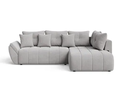 Produktbild von GrainGold Ecksofa L-Form Genoa L - Ecksofa mit Schlaffunktion, Bettkasten - Moderne Ecksofa, Wohnzimmer Sofa - Eckcouch Hellgrau (Monolith 84)