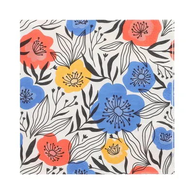 Produktbild von PAPSTAR Servietten 3-lagig, 33x33 cm, "Flowerfield" Design | Folie (20 Stück)