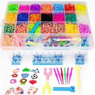 Produktbild von Loom Bänder Kit Loom Bands mit Webrahmen und Haken Rainbow Loombänder für armbänder (4400)