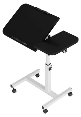 Produktbild von Kleiner Stehschreibtisch 60 cm - Mobiler Computertisch - Höhenverstellbar - Mit Rollen - Zwei Arbeitspositionen Sitzen/Stehen - Schwarz