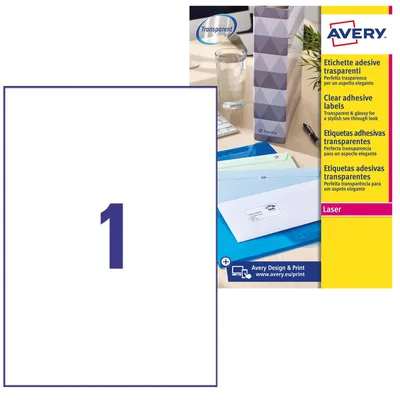 Image de Avery - L7567-25 (Étiquettes 1/feuille - Transparent)