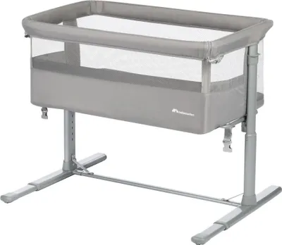 Produktbild von Bebeconfort Zina 2-in-1-Beistellbett von Geburt an bis zu 9 kg, höhenverstellbares Babybett, gemütlich und weich gepolstert, Mineral Grey
