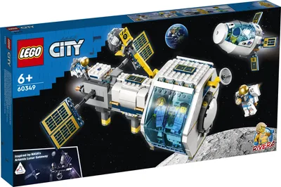 Image de LEGO 60349 City Lunar Space Station, jouet spatial inspiré de la NASA, 5 minifigures d'astronautes, rois et anniversaires pour enfants.