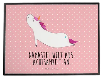 Produktbild von Mr. & Mrs. Panda Tischunterlage Einhorn Yoga - Rot Pastell - Geschenk, Sport, Unicorn, Unterlage Schreibtisch, schreibtischunterlage, Schreibunterlage, Zeichenunterlage