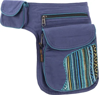 Produktbild von Stoff Sidebag, Bauchtasche, Goa Gürteltasche - Blau, Uni - Erwachsene, Baumwolle, 25*15*8 cm, Festival- Bauchtasche Hippie