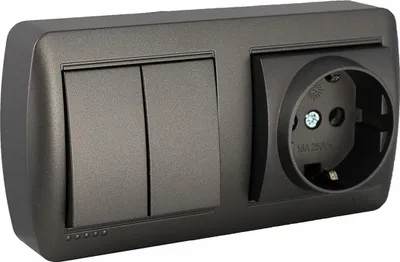 Produktbild von Fester Sockel 2p+t, 16a 250v + Doppel-Schalter / Schalter 10ax 250v. Aufputz. Wandserie Murale Mur36ngu Solera