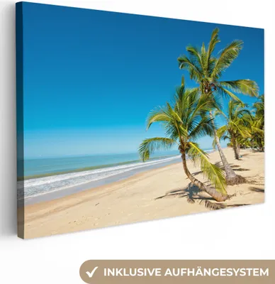 Produktbild von OneMillionCanvasses® - Leinwandbilder - 140x90 cm, Strand - Meer - Palme, Wandbilder Kunstdruck Wanddekoration
