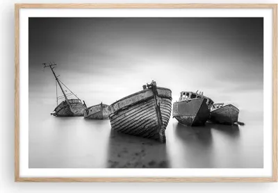 Produktbild von Gerahmtes Poster - Rahmen in heller Eiche - £ódŸ Wrack Schiff - 91,5x61 cm - Wand Bild - Wanddeko - Wandbilder - Kunstposter - Wandposter - Bilderrahmen - Bilder - Kunstdruck - P2NAA91x61-4999