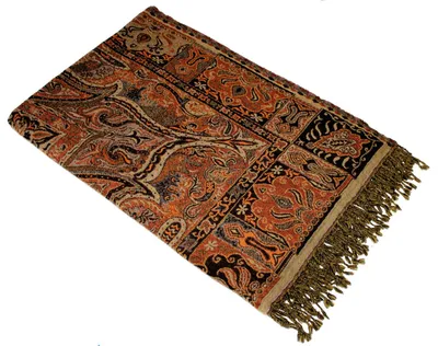 Woll-Baumwoll-Decke mit Paisley-Muster, 145x200 cm